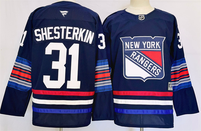 Men's New York Rangers #31 Igor Shesterkin Navy 2024-25 Stitched Jersey